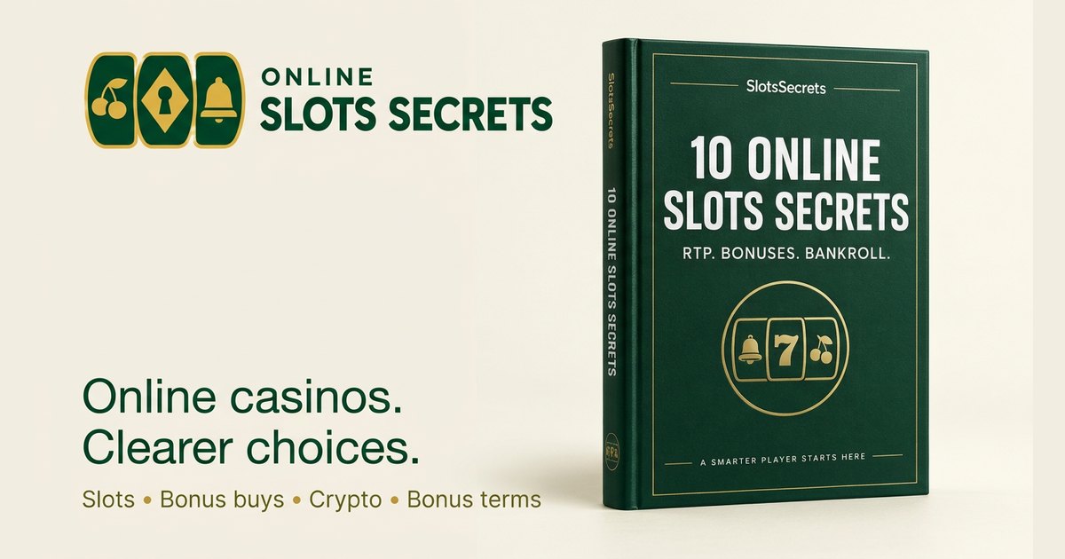 Online Slots Secrets logo beside the 10 Online Slots Secrets guide